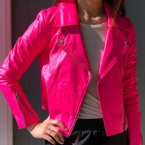 Beautiful Bright Pink Leather Jacket